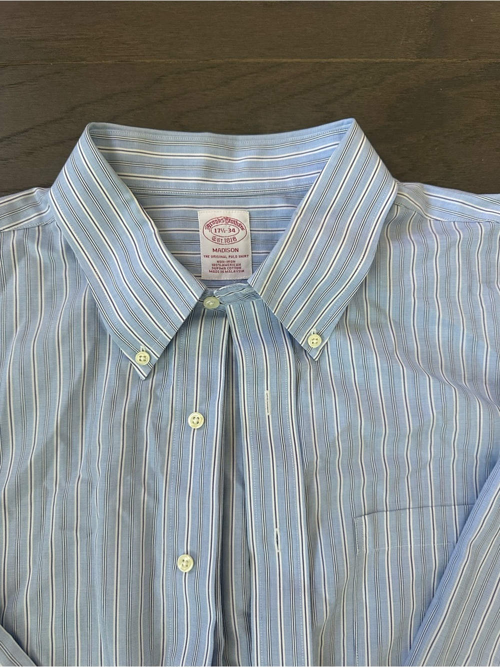 Brooks Brothers Light Blue and White Vertical Stripe Dress Shirt